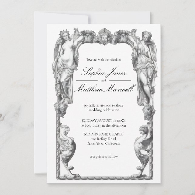 Vintage Baroque Statue Fine Art Renaissance Invitation (Front)