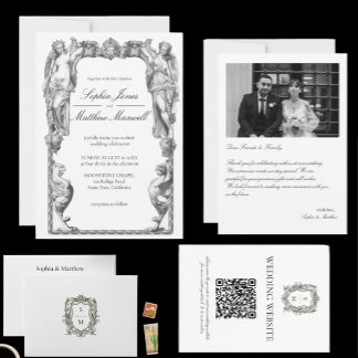 Vintage Baroque Statue Fine Art Renaissance Invitation