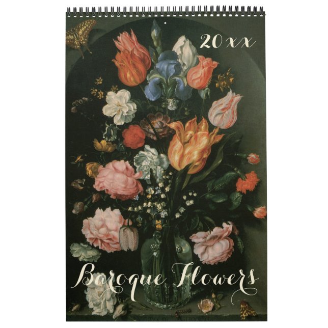 Vintage Baroque Still Life Flowers Art Paintings Calendar (Cover)