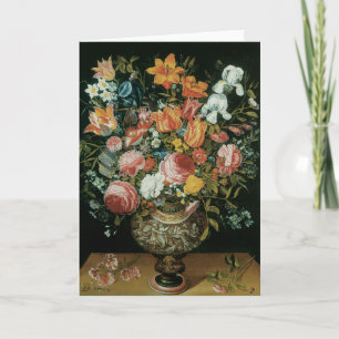 Vintage Baroque Still Life Flowers in a Vase Card