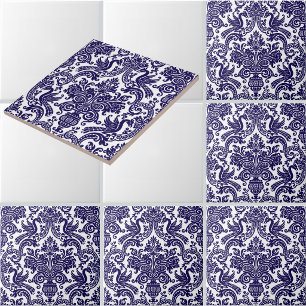 Vintage Baroque Style Brocade Pattern Ceramic Tile