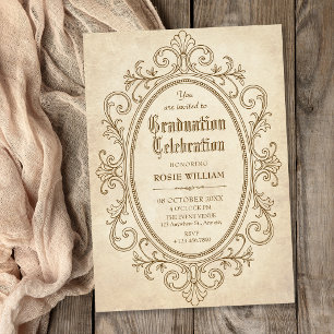 Vintage baroque victorian graduation invitation