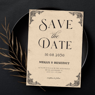 Vintage baroque wedding save the date
