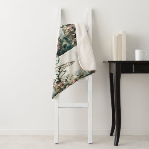 Vintage Barracuda and Reef Fishes Sherpa Blanket