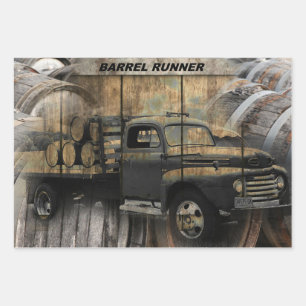 Vintage Barrel Runner Truck Wrapping Paper Sheet