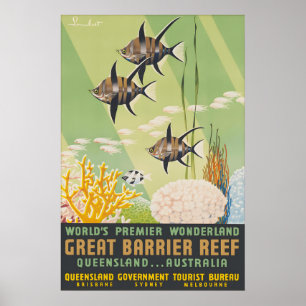 Vintage Barrier Reef Travel Poster Print