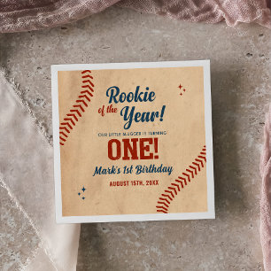 Vintage Baseball 1st Birthday Party Napkins