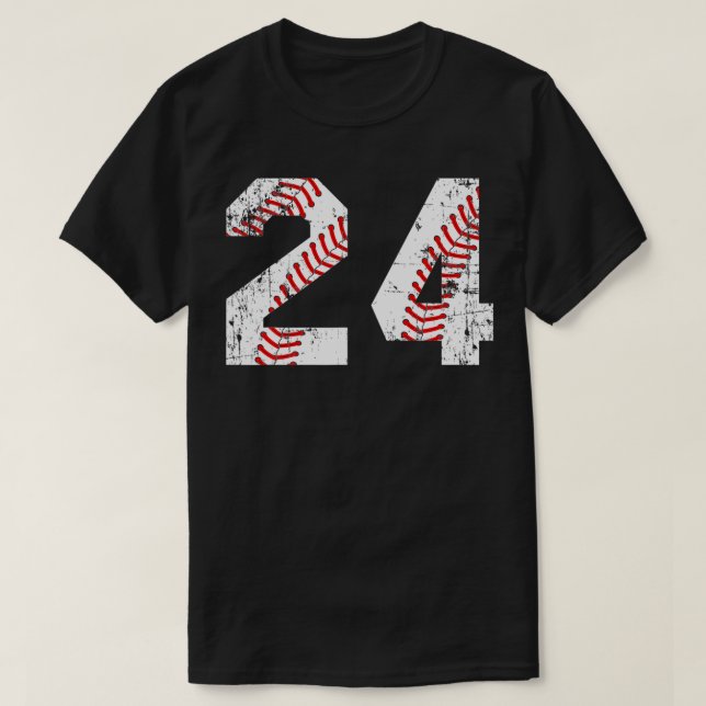 Vintage Baseball 24 Jersey Number  T-Shirt (Design Front)