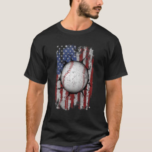 Vintage Baseball 4th Of July Mens Usa American Fla T-Shirt