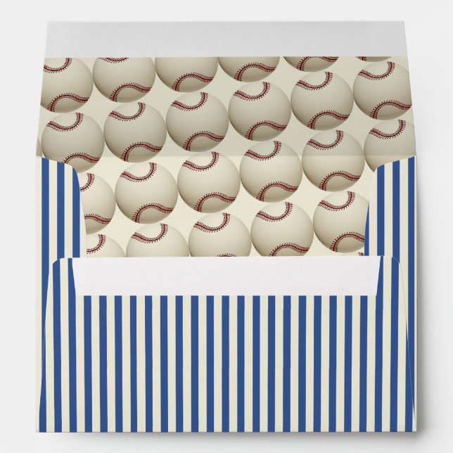 Vintage Baseball 5 x 7 Blue Stripes Envelope (Back (Bottom))