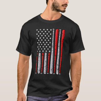 Vintage Baseball American Flag 4th Of July Basebal T-Shirt