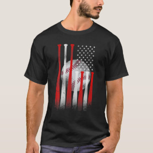 Vintage Baseball American Flag Baseball Lovers Gif T-Shirt