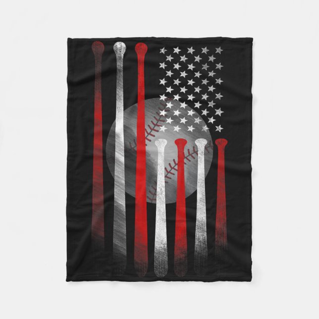 Vintage Baseball American Flag  Fleece Blanket (Front)