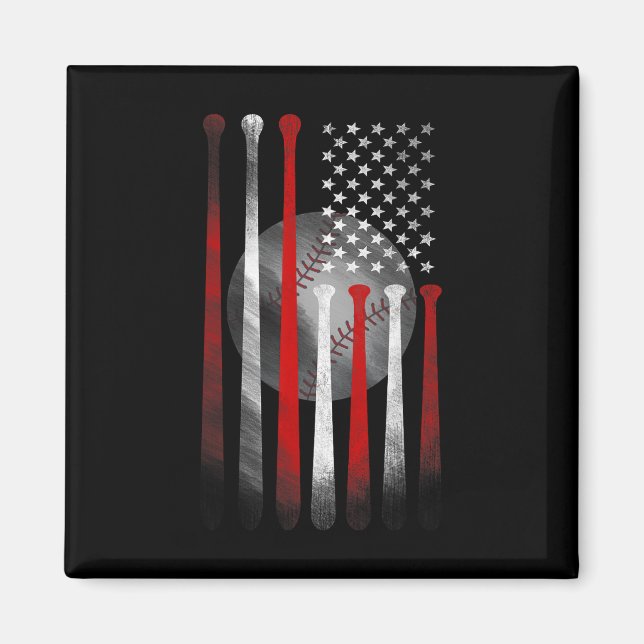 Vintage Baseball American Flag  Magnet (Front)