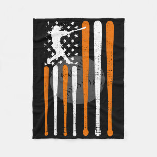Vintage Baseball American Us Flag Baseball Spirits Fleece Blanket