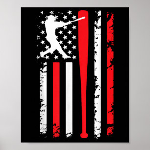 Vintage Baseball American Us Flag Baseball Spirits Poster