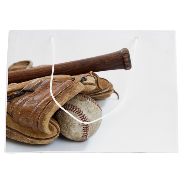 Vintage Baseball and Bat Large Gift Bag (Front)