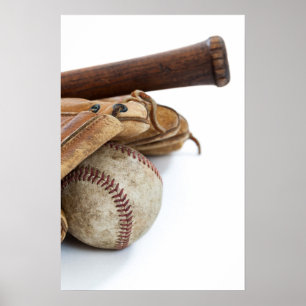 Vintage Baseball and Bat Poster