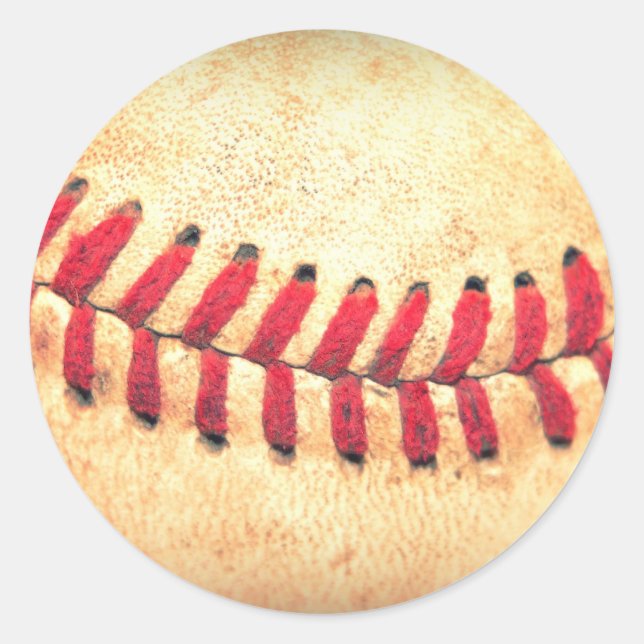 Vintage baseball ball classic round sticker (Front)