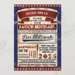 VINTAGE BASEBALL Bar Mitzvah Invitation