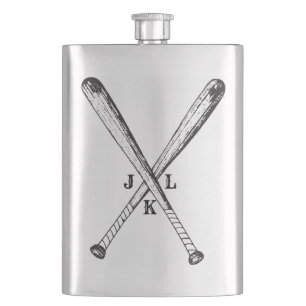 Vintage Baseball Bats with Monogram Hip Flask