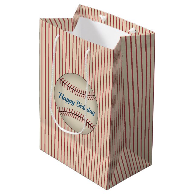 Vintage Baseball Birthday Gift Bag (Front Angled)