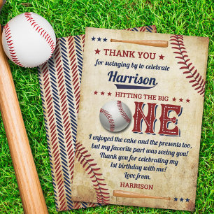 Vintage Baseball Boys 1st Birthday Thank You Card