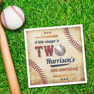 Vintage Baseball Boys 2nd Birthday Napkin