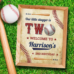 Vintage Baseball Boys 2nd Birthday Welcome Sign