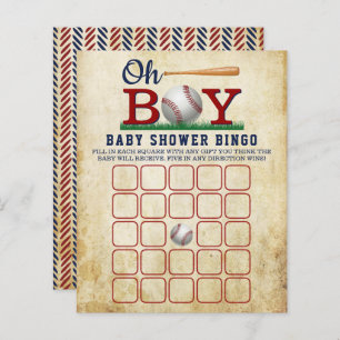 Vintage Baseball Boys Baby Shower Bingo