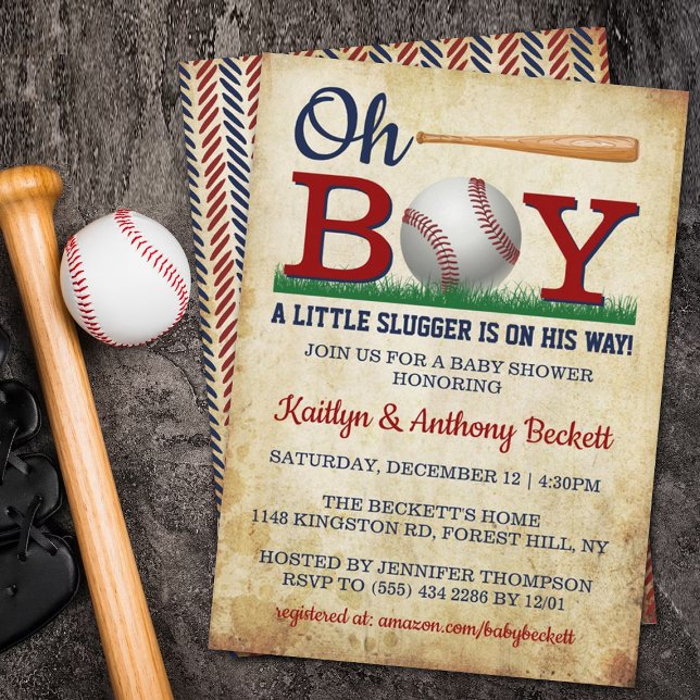 Vintage Baseball Boys Baby Shower Invitations (Creator Uploaded)