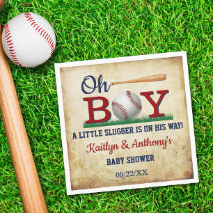 Vintage Baseball Boys Baby Shower Napkins