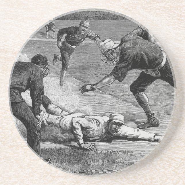 Vintage Baseball by Thure De Thulstrup, 1885 Coaster (Front)