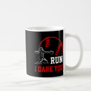 Vintage baseball catcher funny boys go ahead run coffee mug