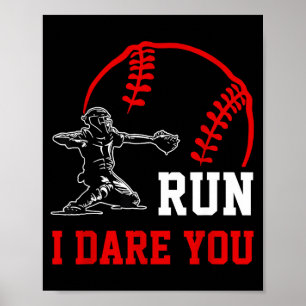 Vintage baseball catcher funny boys go ahead run poster