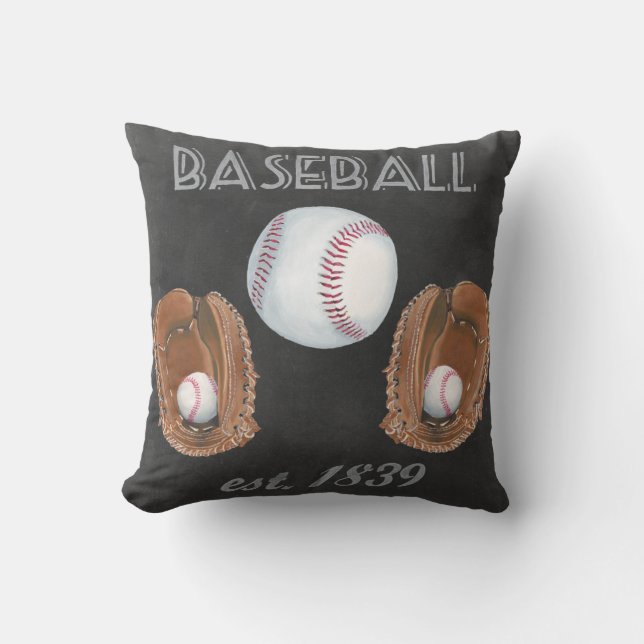 Vintage Baseball Chalkboard Design Cushion (Front)