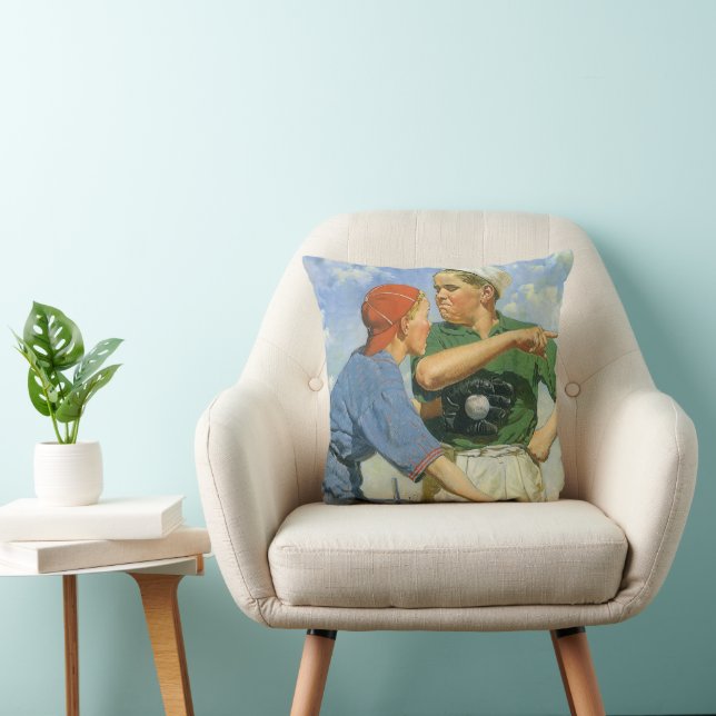 Vintage Baseball, Children, Boys Playing Sports Cushion (Chair)