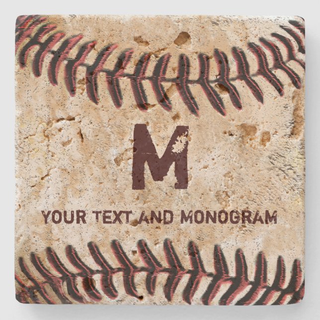 Vintage Baseball Coasters Your Monogram and Name (Front)