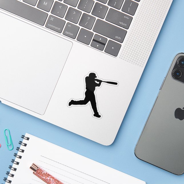 Vintage Baseball Custom-Cut Sticker (Laptop w/ iPhone)
