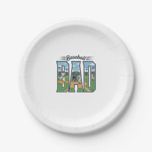 Vintage Baseball Dad Engraved Letter Shirt Design_ Paper Plate