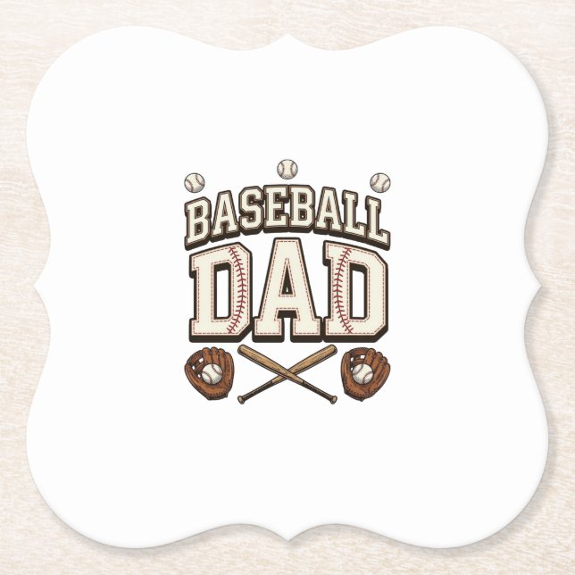 Vintage Baseball Dad Father’s Day Paper Coaster (Front)