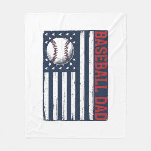 Vintage Baseball Dad Flag Shirt Design_1 Fleece Blanket