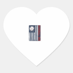 Vintage Baseball Dad Flag Shirt Design_1 Heart Sticker