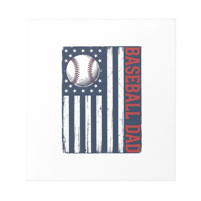 Vintage Baseball Dad Flag Shirt Design_1 Notepad (Front)