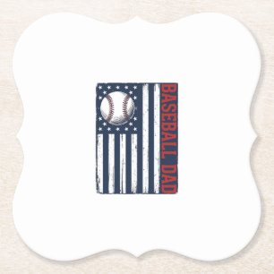 Vintage Baseball Dad Flag Shirt Design_1 Paper Coaster