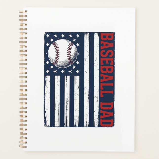 Vintage Baseball Dad Flag Shirt Design_1 Planner (Front)