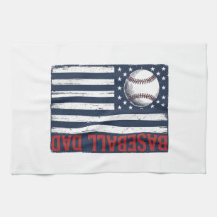 Vintage Baseball Dad Flag Shirt Design_1 Tea Towel