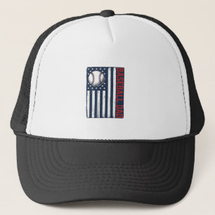 Vintage Baseball Dad Flag Shirt Design_1 Trucker Hat