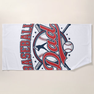 Vintage Baseball Dad Shirt Design_1 Beach Towel