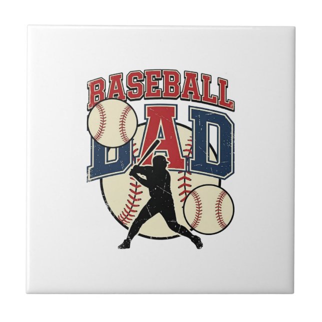 Vintage Baseball Dad Shirt Design_1 Ceramic Tile (Front)